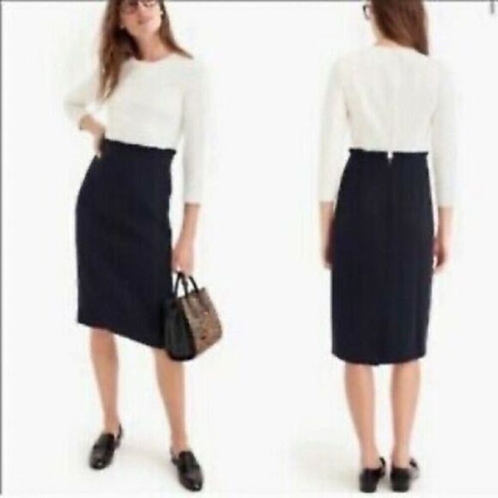 J.Crew Combo Dress Ivory Navy Colorblock size 6 style #H3581